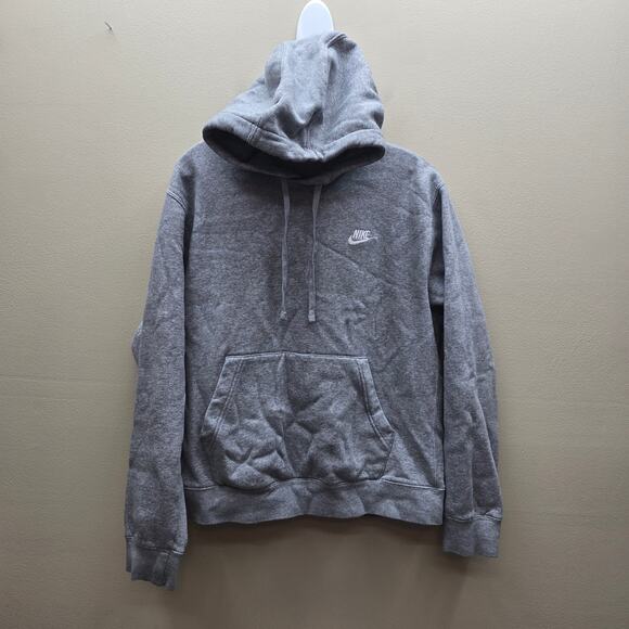 Nike Men's Pullover Hoodie Embroidered Swoosh Logo Sports Gray Size Medium - Picture 1 of 6